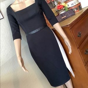 Classy black mid length 3/4 sleeve dress Y026